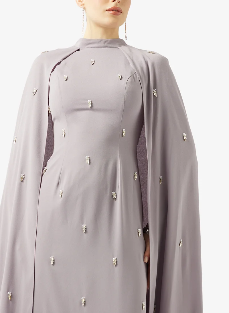Akadia Fashion  EMBELLISHED CAPE CREPE DRESS for Women | Best Price UAE